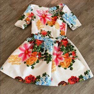 Floral dress pleated skirt